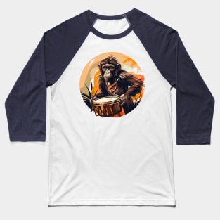 Monkey Playing Drums Baseball T-Shirt